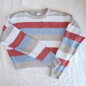 HOLLISTER Women’s Striped Knit Sweater Size Small Crewneck Long Sleeve Pullover